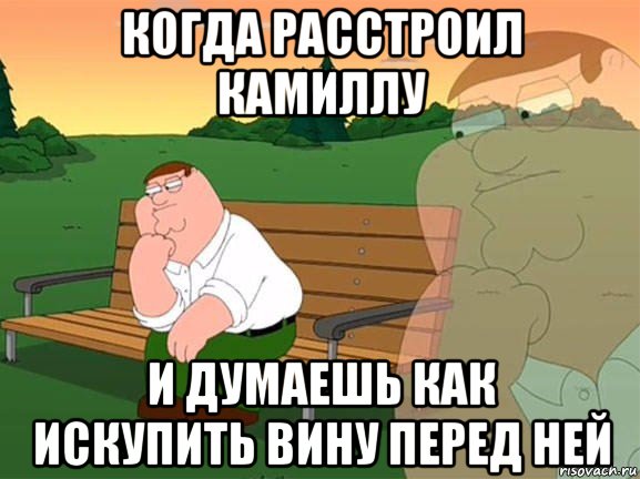 когда расстроил камиллу и думаешь как искупить вину перед ней, Мем Задумчивый Гриффин