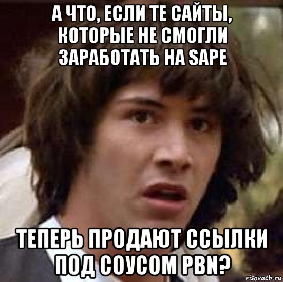 а что, если те сайты, которые не смогли заработать на sape теперь продают ссылки под соусом pbn?, Мем А что если (Киану Ривз)