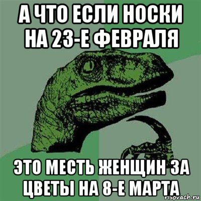 а что если носки на 23-е февраля это месть женщин за цветы на 8-е марта, Мем Филосораптор