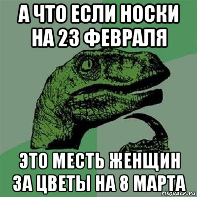 а что если носки на 23 февраля это месть женщин за цветы на 8 марта, Мем Филосораптор