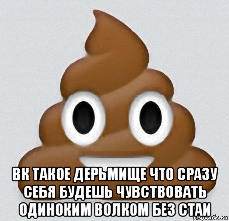  вк такое дерьмище что сразу себя будешь чувствовать одиноким волком без стаи, Мем какашка