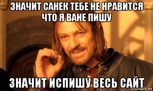 значит санек тебе не нравится что я ване пишу значит испишу весь сайт, Мем Нельзя просто так взять и (Боромир мем)