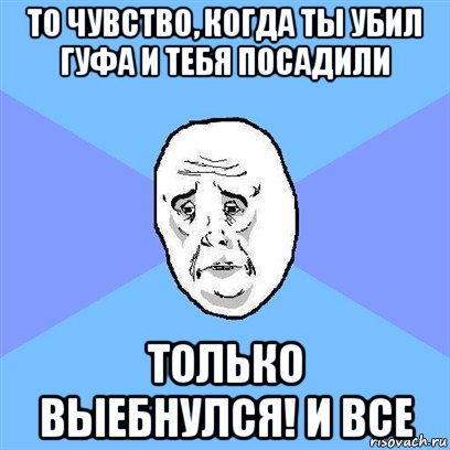 то чувство, когда ты убил гуфа и тебя посадили только выебнулся! и все