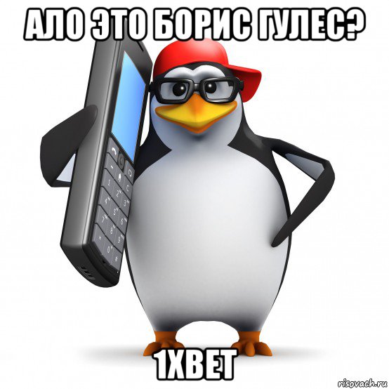 ало это борис гулес? 1xbet, Мем   Пингвин звонит