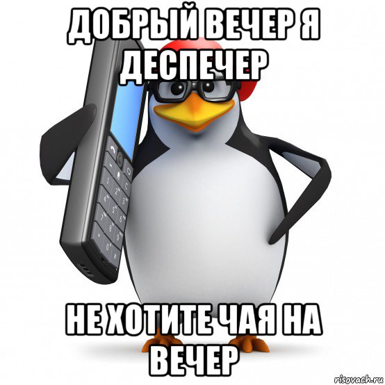 добрый вечер я деспечер не хотите чая на вечер, Мем   Пингвин звонит