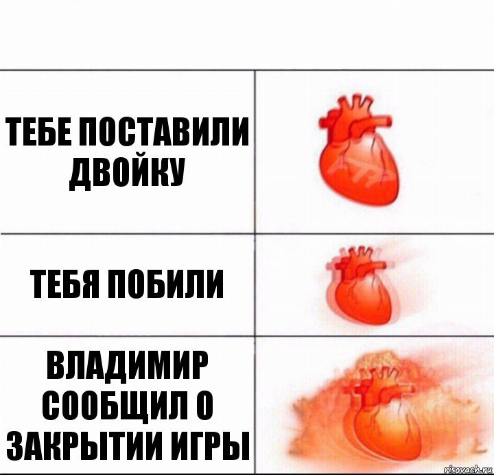 Тебе поставили двойку Тебя побили Владимир сообщил о закрытии игры, Комикс  Расширяюшее сердце