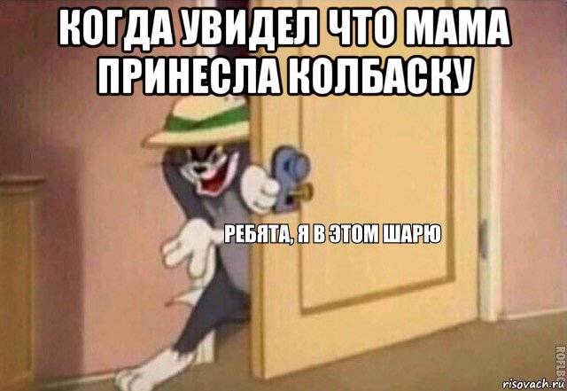 когда увидел что мама принесла колбаску , Мем    Ребята я в этом шарю