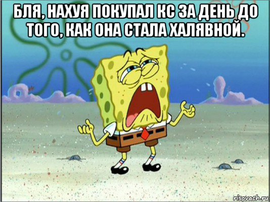 бля, нахуя покупал кс за день до того, как она стала халявной. , Мем Спанч Боб плачет