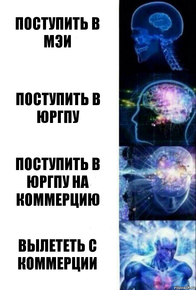 Поступить в МЭИ Поступить в ЮРГПУ Поступить в ЮРГПУ на коммерцию Вылететь с коммерции, Комикс  Сверхразум