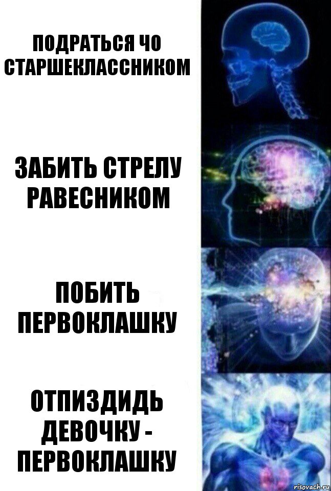 Подраться чо старшеклассником Забить стрелу равесником Побить первоклашку Отпиздидь девочку - первоклашку, Комикс  Сверхразум