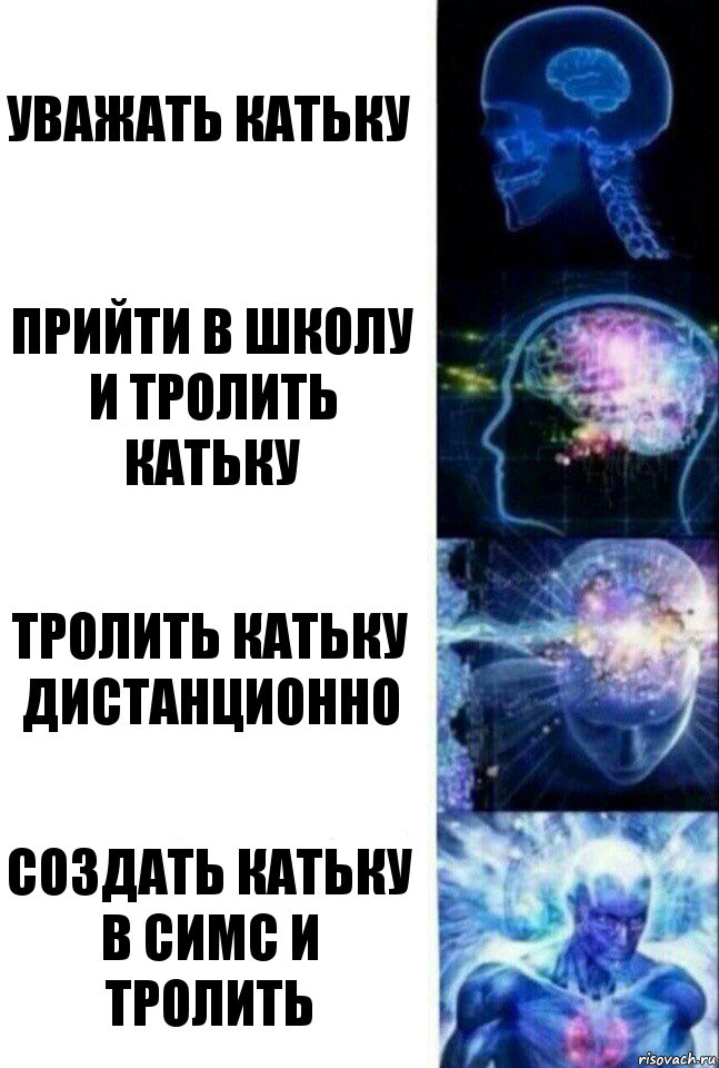 Уважать Катьку Прийти в школу и тролить Катьку Тролить Катьку дистанционно Создать Катьку в симс и тролить, Комикс  Сверхразум