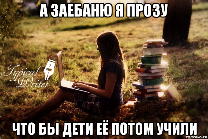 а заебаню я прозу что бы дети её потом учили, Мем Типичный писатель