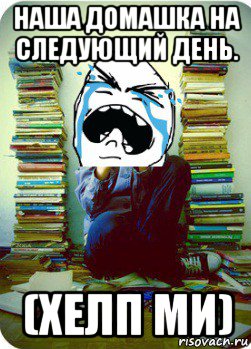 наша домашка на следующий день. (хелп ми), Мем Типовий десятикласник