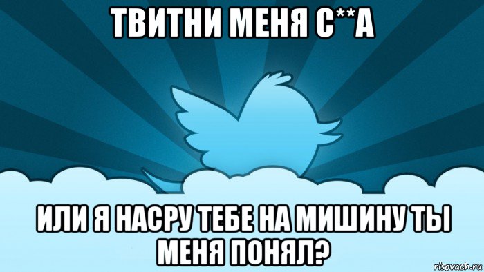 твитни меня с**а или я насру тебе на мишину ты меня понял?