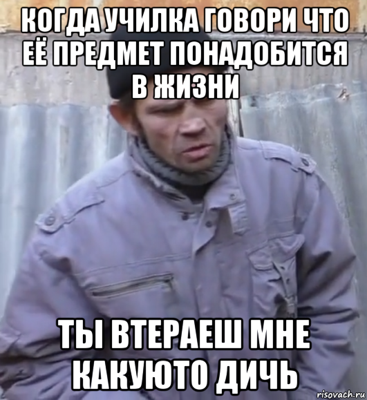 когда училка говори что её предмет понадобится в жизни ты втераеш мне какуюто дичь