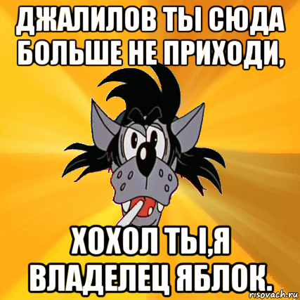 джалилов ты сюда больше не приходи, хохол ты,я владелец яблок., Мем Волк