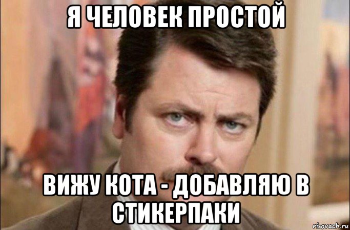 я человек простой вижу кота - добавляю в стикерпаки, Мем  Я человек простой