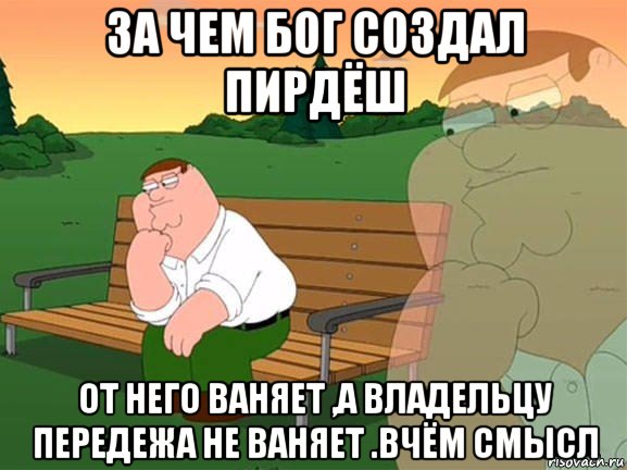 за чем бог создал пирдёш от него ваняет ,а владельцу передежа не ваняет .вчём смысл, Мем Задумчивый Гриффин