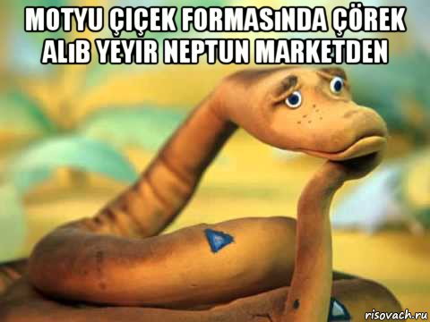 motyu çiçek formasında çörek alıb yeyir neptun marketden , Мем  задумчивый удав