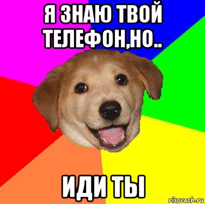 я знаю твой телефон,но.. иди ты, Мем Advice Dog