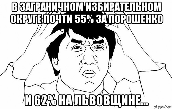 в заграничном избирательном округе почти 55% за порошенко и 62% на львовщине...