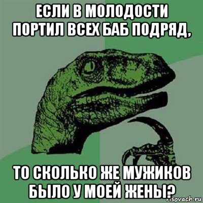 если в молодости портил всех баб подряд, то сколько же мужиков было у моей жены?, Мем Филосораптор