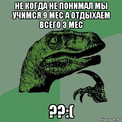 не когда не понимал мы учимся 9 мес а отдыхаем всего 3 мес ??:(, Мем Филосораптор