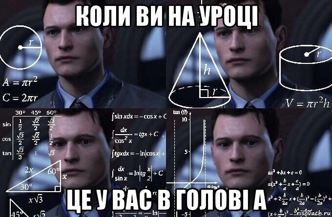 коли ви на уроці це у вас в голові а, Мем  Коннор задумался