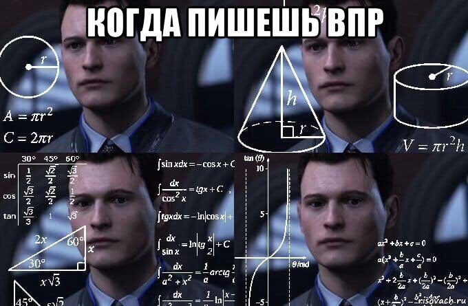 когда пишешь впр , Мем  Коннор задумался