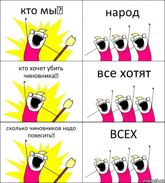 кто мы？ народ кто хочет убить чиновника？ все хотят сколько чиновников надо повесить？ ВСЕХ, Комикс кто мы