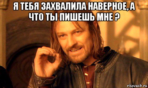 я тебя захвалила наверное, а что ты пишешь мне ? , Мем Нельзя просто так взять и (Боромир мем)