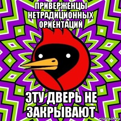 приверженцы нетрадиционных ориентаций эту дверь не закрывают, Мем Омская птица