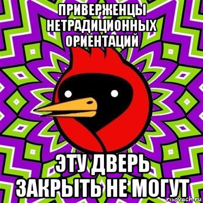 приверженцы нетрадиционных ориентаций эту дверь закрыть не могут, Мем Омская птица