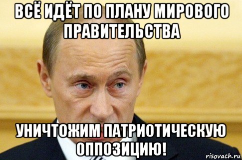 всё идёт по плану мирового правительства уничтожим патриотическую оппозицию!, Мем путин