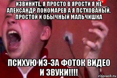 извините, я просто в ярости я не александр пономарев а я пстхованый, простой и обычный мальчишка психую из-за фоток видео и звуки!!!!, Мем  Сашко Фокин орет