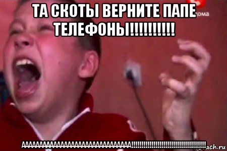 та скоты верните папе телефоны!!!!!!!!!! ааааааааааааааааааааааааааааааа!!!!!!!!!!!!!!!!!!!!!!!!!!!!!!!!!!!!!, Мем  Сашко Фокин орет