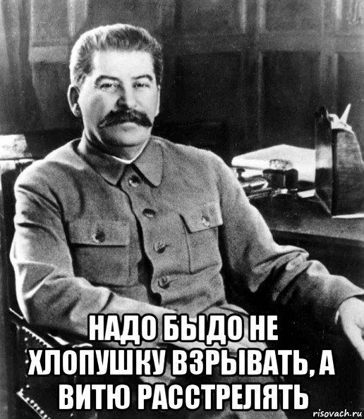  надо быдо не хлопушку взрывать, а витю расстрелять, Мем  иосиф сталин