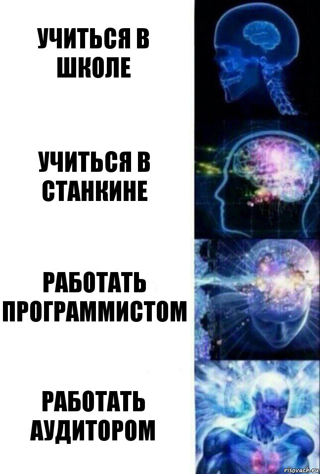 Учиться в школе Учиться в СТАНКИНе Работать программистом Работать аудитором, Комикс  Сверхразум