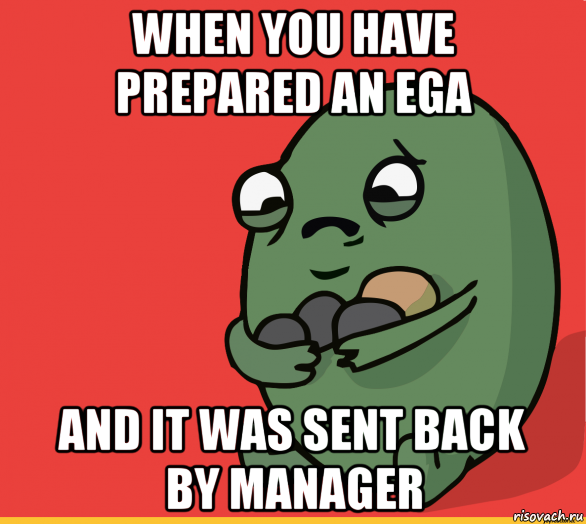 when you have prepared an ega and it was sent back by manager, Мем  Я сделяль