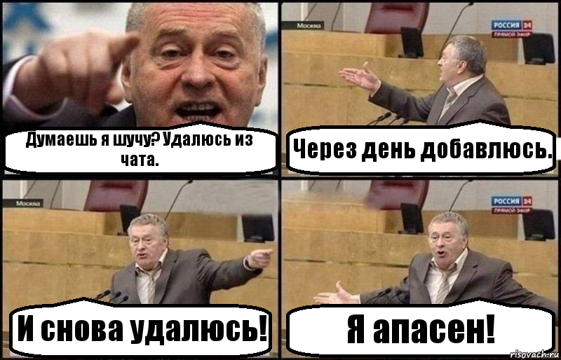 Думаешь я шучу? Удалюсь из чата. Через день добавлюсь. И снова удалюсь! Я апасен!, Комикс Жириновский