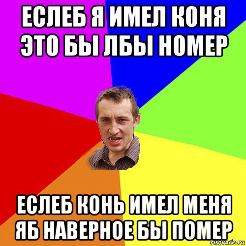 еслеб я имел коня это бы лбы номер еслеб конь имел меня яб наверное бы помер, Мем Чоткий паца