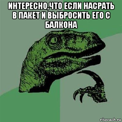 интересно,что если насрать в пакет и выбросить его с балкона , Мем Филосораптор