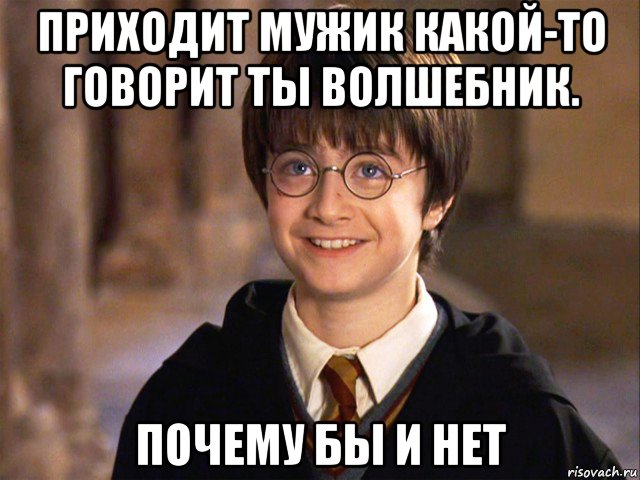 приходит мужик какой-то говорит ты волшебник. почему бы и нет, Мем Гарри Поттер