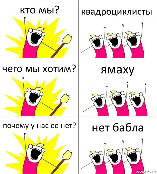 кто мы? квадроциклисты чего мы хотим? ямаху почему у нас ее нет? нет бабла