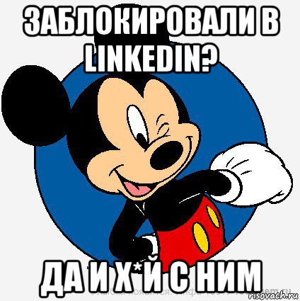 заблокировали в linkedin? да и х*й с ним, Мем микки