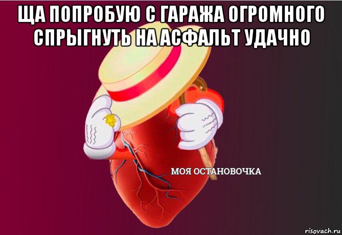 ща попробую с гаража огромного спрыгнуть на асфальт удачно , Мем   Моя остановочка