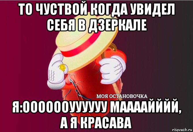 то чуствой когда увидел себя в дзеркале я:ооооооуууууу маааайййй, а я красава, Мем   Моя остановочка