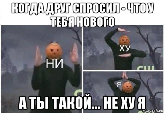 когда друг спросил - что у тебя нового а ты такой... не ху я, Мем  Ни ху Я