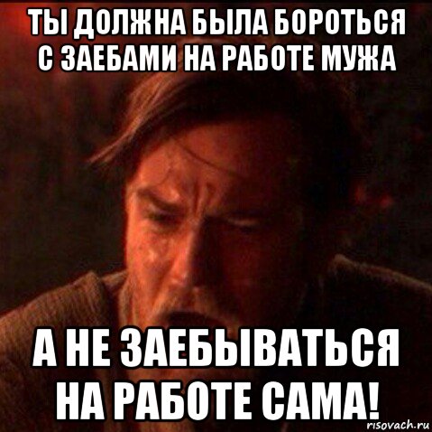 ты должна была бороться с заебами на работе мужа а не заебываться на работе сама!, Мем Оби Ван Киноби