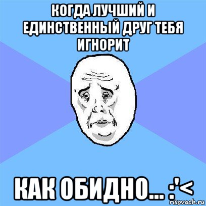 когда лучший и единственный друг тебя игнорит как обидно... :'<